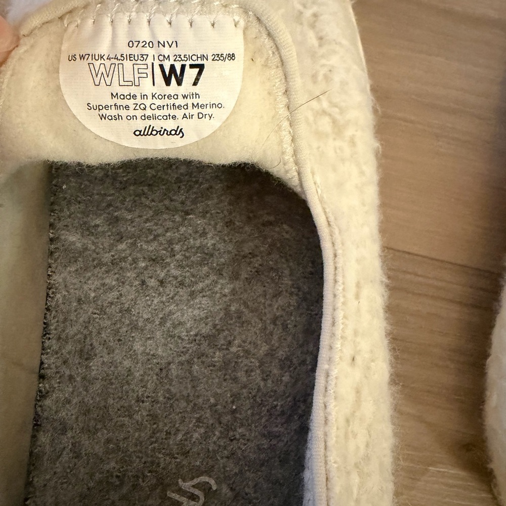 Allbirds Cream Wooo Slip-On Lounger Shoes Size 7 - Picture 3 of 5